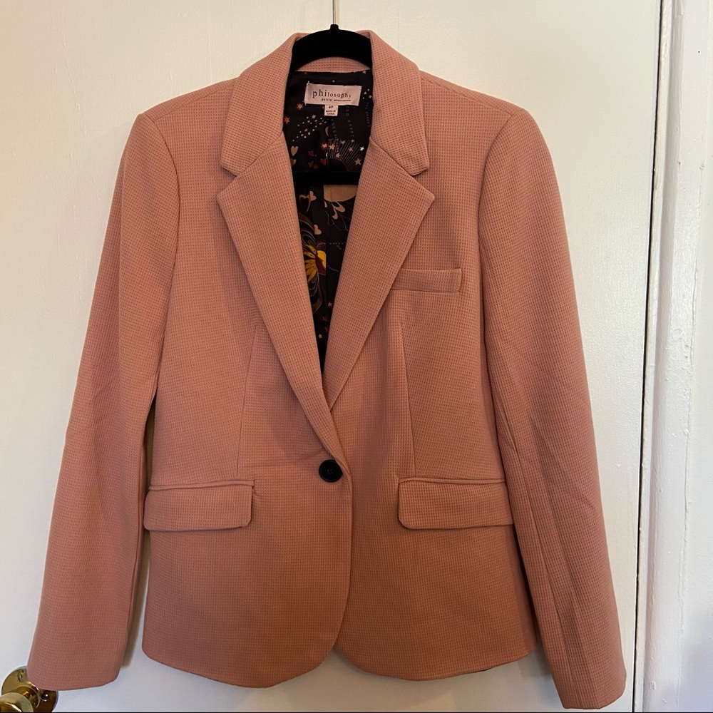 Philosophy Single Button Pink Casual Blazer